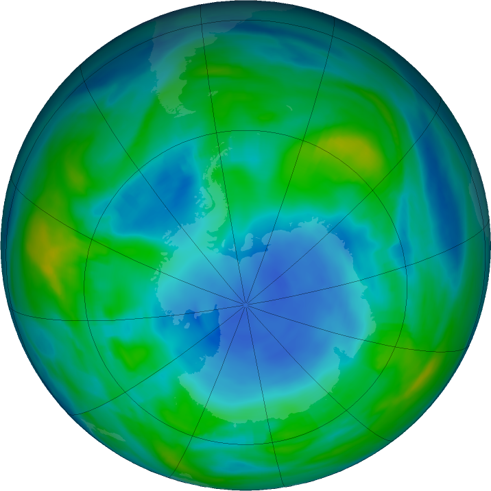 Antarctic ozone map for 15 May 2018